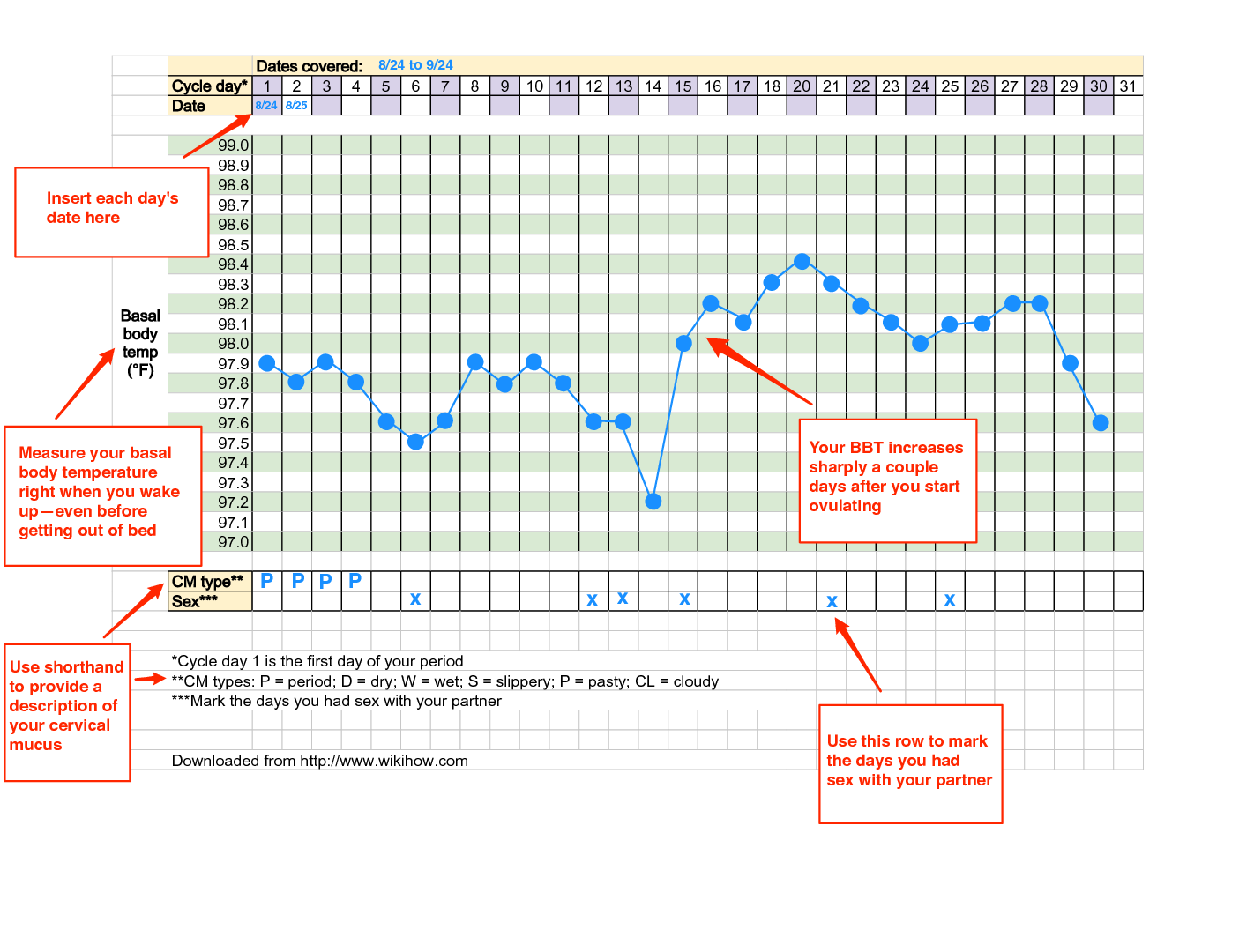 Basal Temp Ovulation Chart